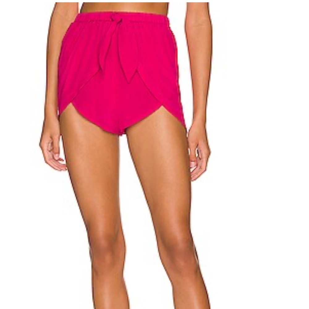 lovers & friends- vibrant pink tulip hem shorts